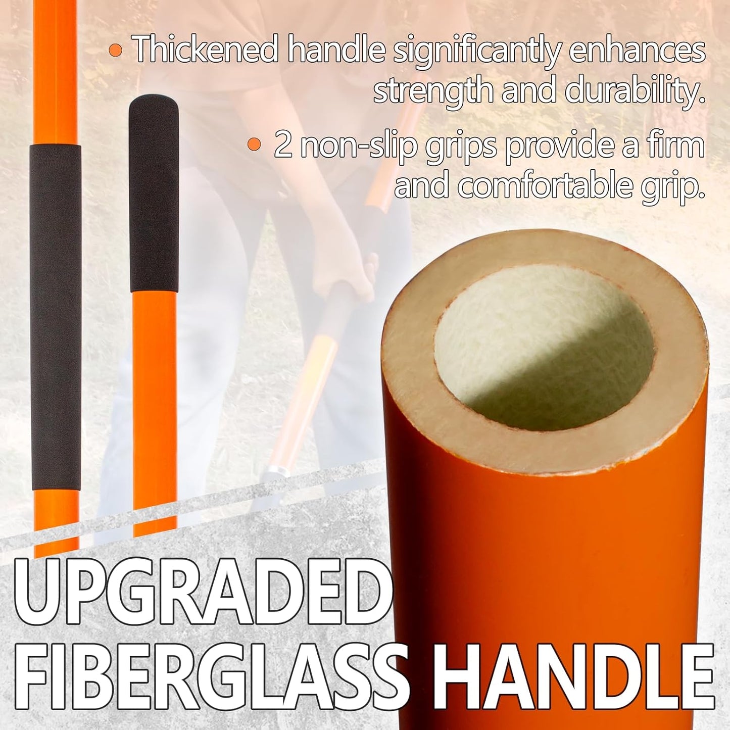 Heavy Duty Shovel with Fiberglass Handle for Digging and Gardening, Metal, 58 Inches