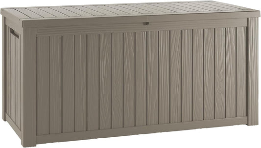 200 Gallon Lockable Resin Deck Box, Waterproof & UV-Resistant Outdoor Storage Box for Outdoor Cushion Storage, Garden Tools & Pool Accessories Storage, Gray