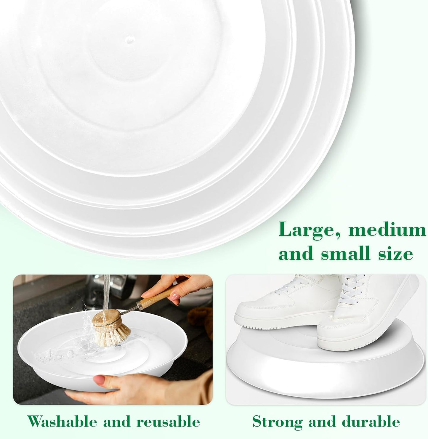 U0U 3 Size Round Stepping Stone Mold,10" 11.4" 12.6" Cement Molds for Concrete,White Plastic Concrete Molds for Casting Garden Pathmate Pavement Precast and Forms Walkway