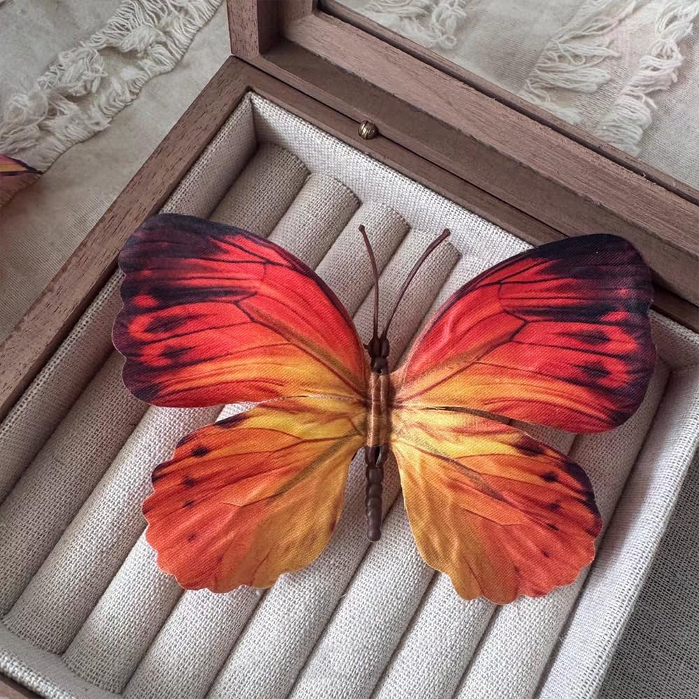 Artificial Butterfly,3D Artificial Butterfly Clips,Silk Floral Butterflies, Suitable for Home Decoration, Flower Arrangement and Foil The Festive Atmosphere (8 Pcs)