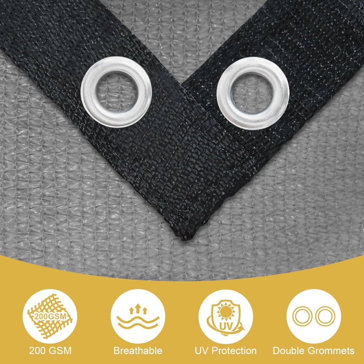 Shade&Beyond 90% Sun Shade Cloth with Grommets, 8' X 12' Pergola Shade Cover Canopy, Mesh Tarp Sun Screens for Patio, Outdoor, Garden, Backyard, Light Gray