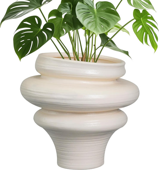 Ceramic Bonsai Planters 11 Inch - Pots for Plants Indoor Outdoor, Plant Pot with Drainage Hole, Decorative Flower Pot for Home Garden Patio Office, Gift for Men Women, White
