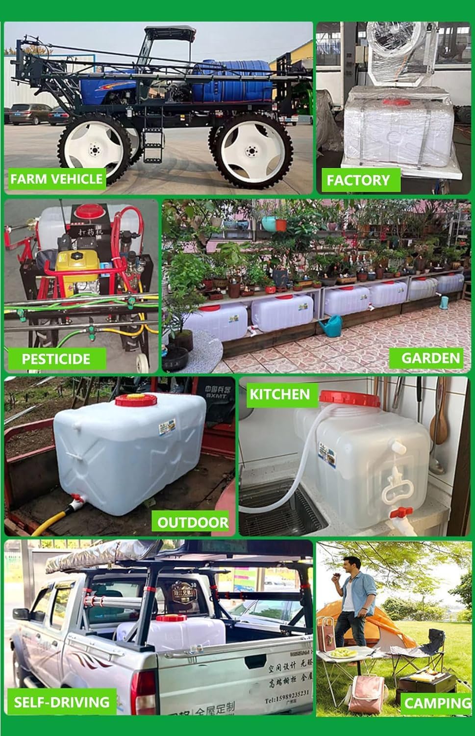 Plastic Portable Water Tank with Spigot for Camping Large Capacity Water Storage Tank Water Container for Emergency Storage Household Outdoor Camping RV Self-Driving(Size:200L/50gallon)