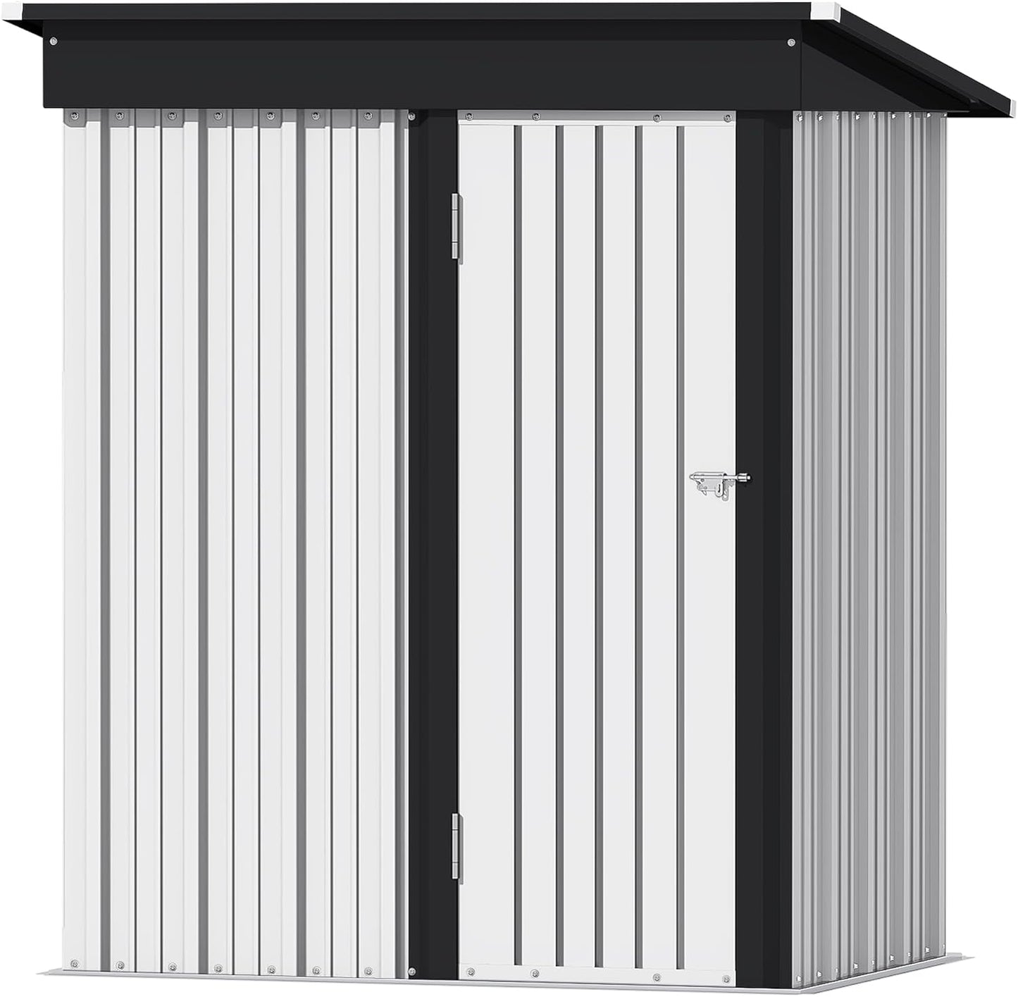 Devoko Outdoor Storage Shed 5 x 3 FT Lockable Metal Garden Shed Steel Anti-Corrosion Storage House with Single Lockable Door for Backyard Outdoor Patio (White)
