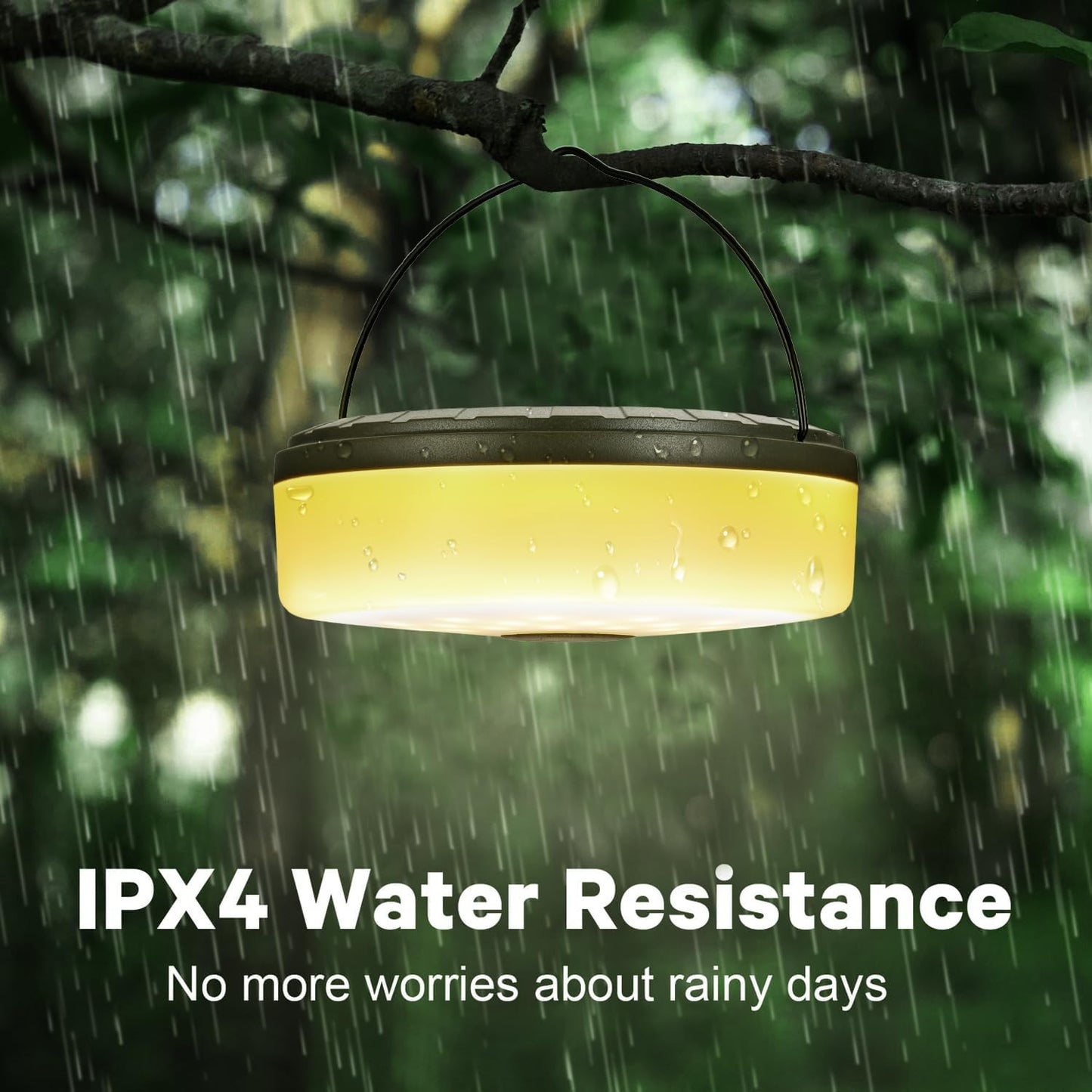 Solar Camping String Lights 1-Pack, 2 in 1 Rechargeable Camping Lights with 5 Modes, Waterproof Portable Magnetic LED Light with 3000mAh for Outdoor Hiking Garden Party Festival Decor, 32.8FT