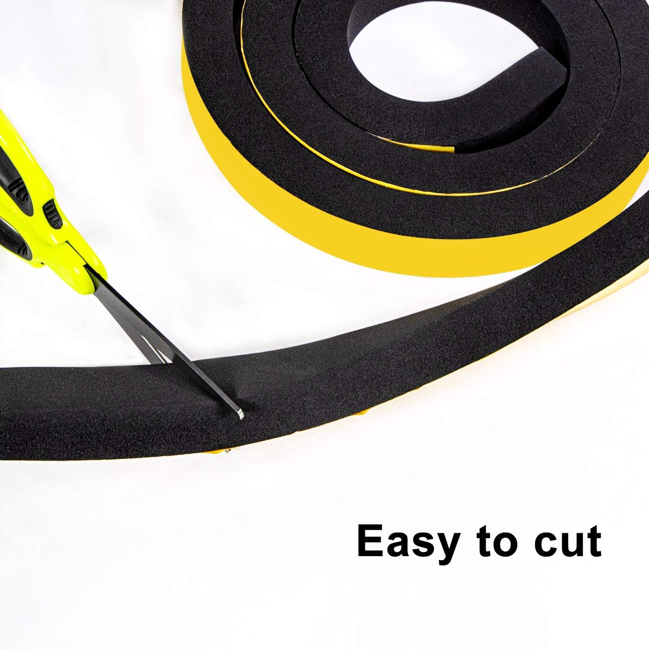 TORRAMI Foam Seal Tape 1 inch W x 3/4 inch T x 6.5 Ft Length,High Density Foam Weather Strip Neoprene Stripping with Adhesive (Total 13 Ft Length, 2 Rolls of 6.5 Ft Each)