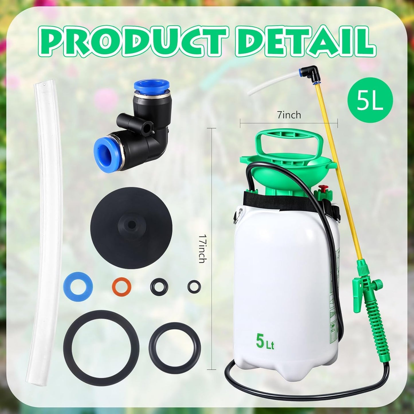 Honeydak 1. 3 Gallon 5l Watering Can Device for Watering Hanging Plant Basket Hard to Reach High Plant Waterer Sprayer Pump Pressured Sprayer for Indoor or Garden