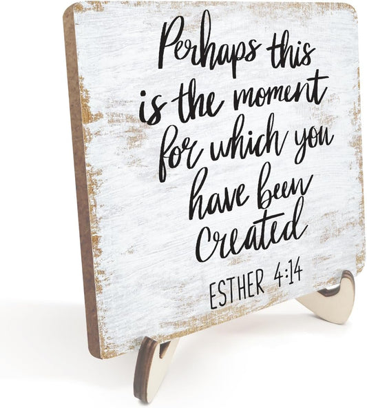 Motivational Wood Sign Rustic Desk Decor Home Farmhouse Office Decor Work Table Desk Accessories Decorative Christian Religious Bible Verse Faith Decorations Office Supplies Bedroom Cubicle Decor