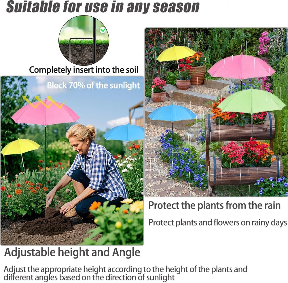 Plant Umbrellas for Outdoor Plants, Garden Umbrella Shade for Plants，Adjustable Height Provides shade cloth for Plants to Protect Their Flowers from Intense Sunlight and Rain(18.8 inches to 35.58 inches)