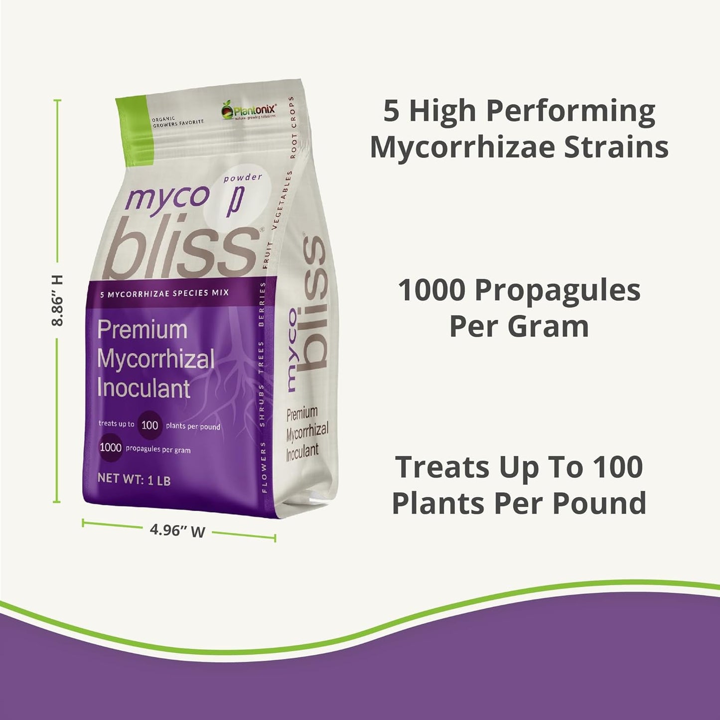 Myco Bliss Powder (5lbs) - Mycorrhizal Fungi for Soil - 5 Strain Mycorrhizal Inoculant with 1000 Propagules Per Gram - Highly Concentrated Mycorrhizae for Plants, Potting Soil, & Garden Soil