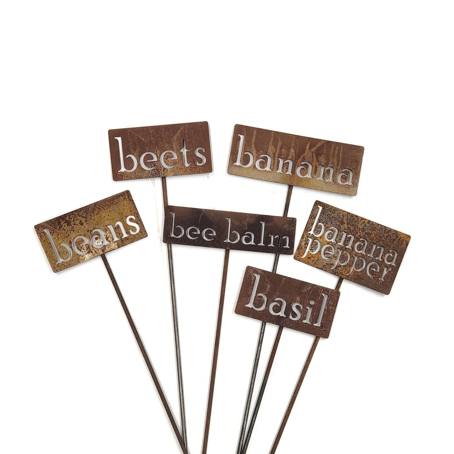 Classic Metal Garden Markers 19 Inches Tall (beans, Naturally Rusted)