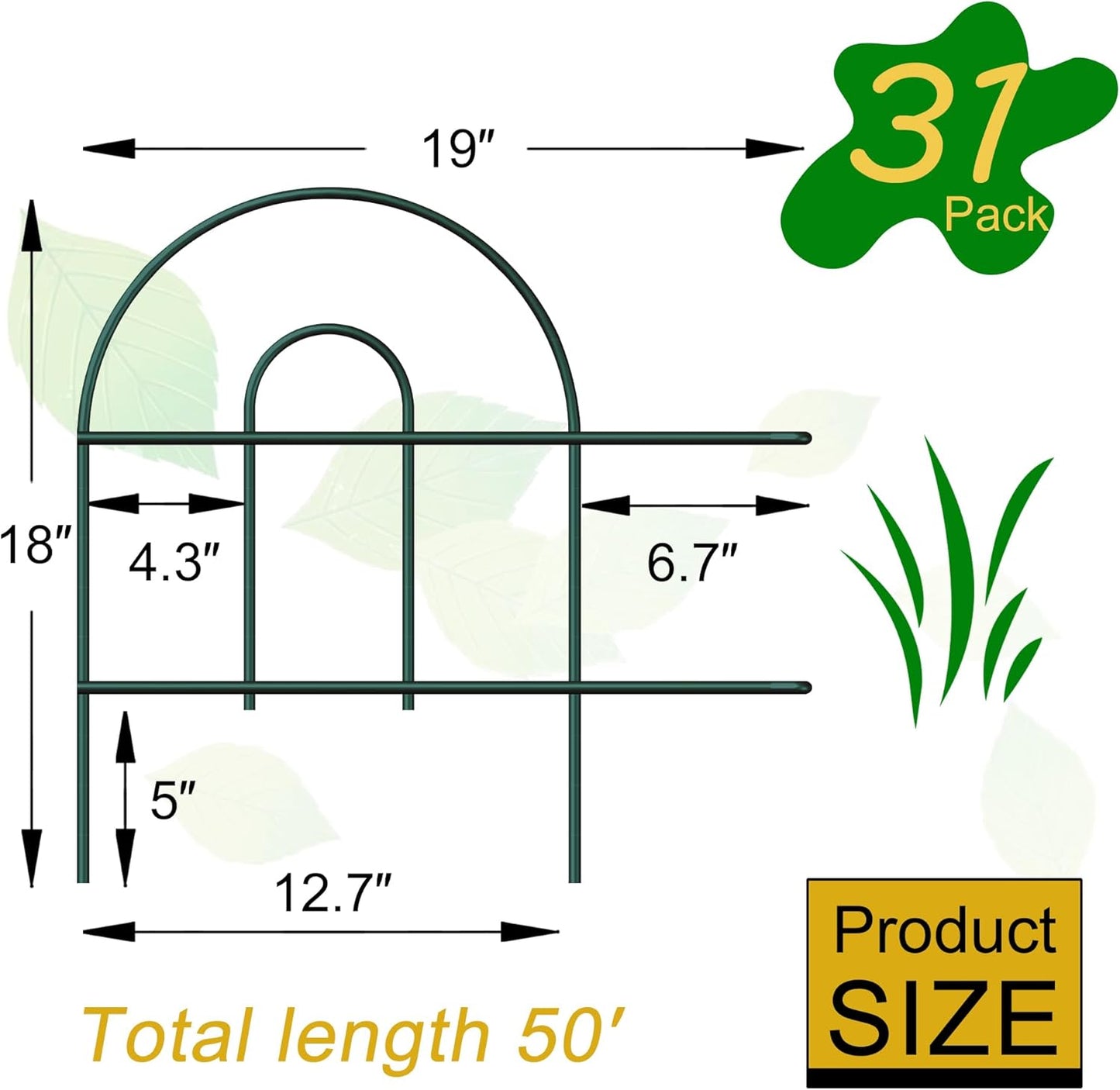 Decorative Garden Folding Border Fence, Metal Wire Edging Flower Fence Panel 18in X50ft Outdoor Patio Landscape