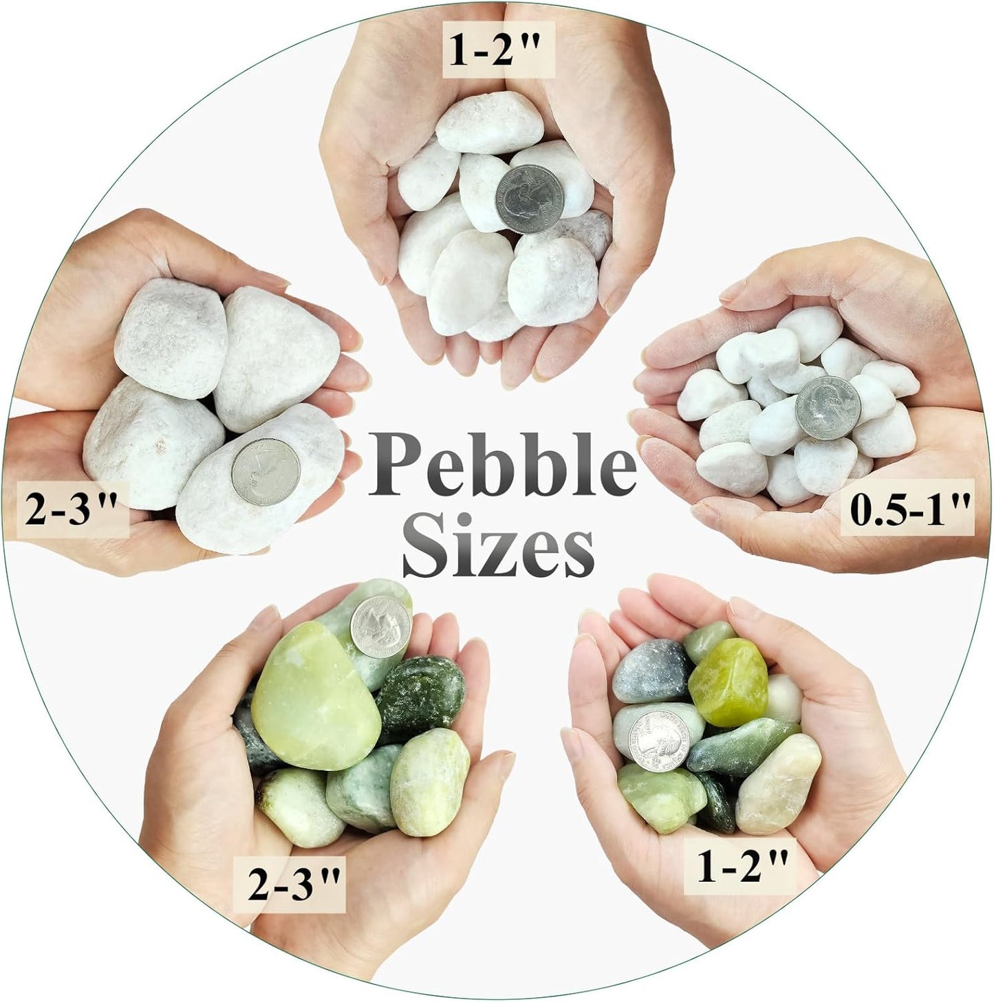 40 lbs White River Rocks for Garden, 2-3 Inch Large Aquarium Gravel. Decorative Stones for Plants, Vases, Cactus, Landscaping and Home Decor