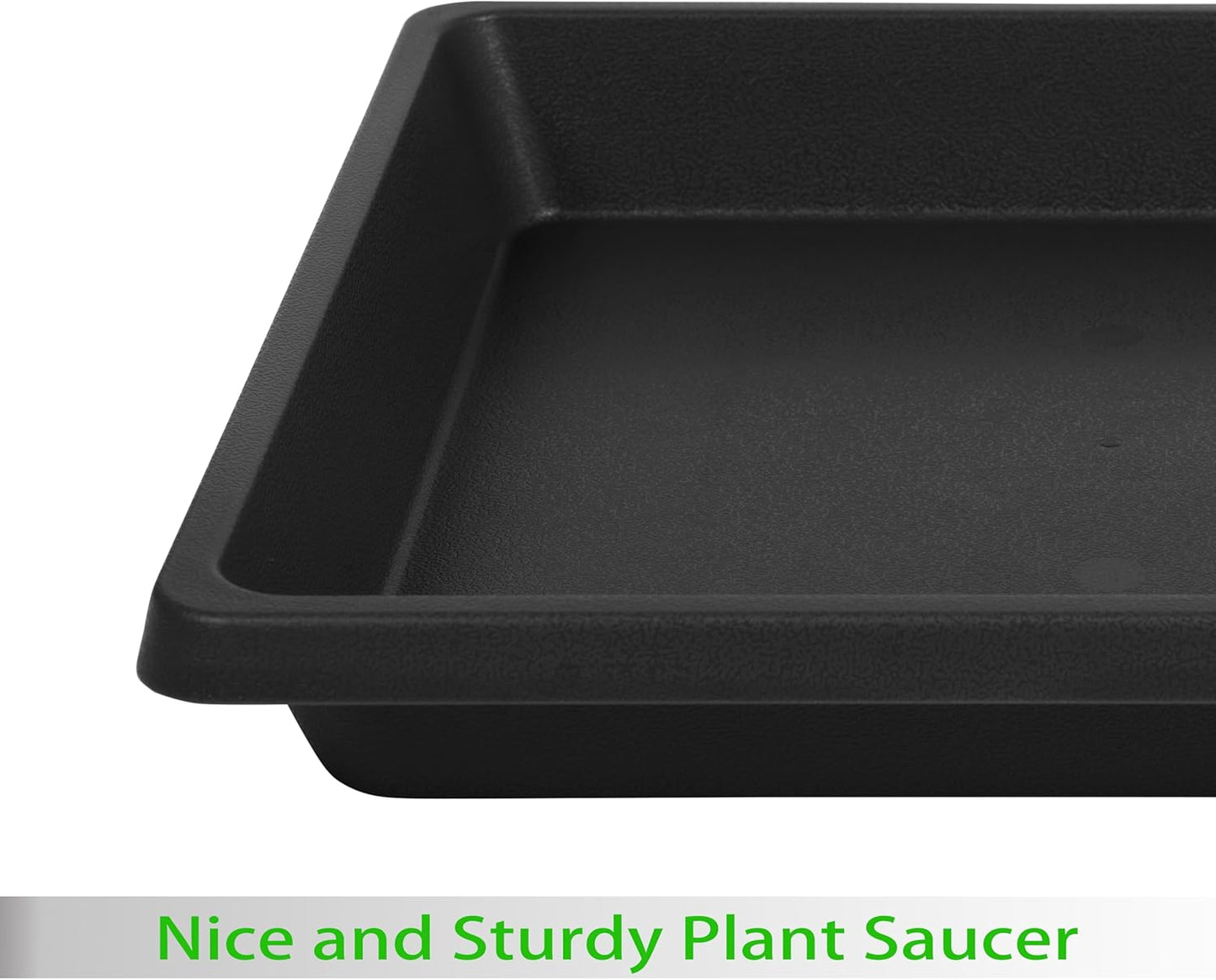 12 Inch 2 Pack Plant Saucer Square, Plant Saucers for Indoors and Outdoors, Flower Pot Saucers, Saucers for Potted Plants, Plant Water Catcher Trays for Pots (12"-Black)