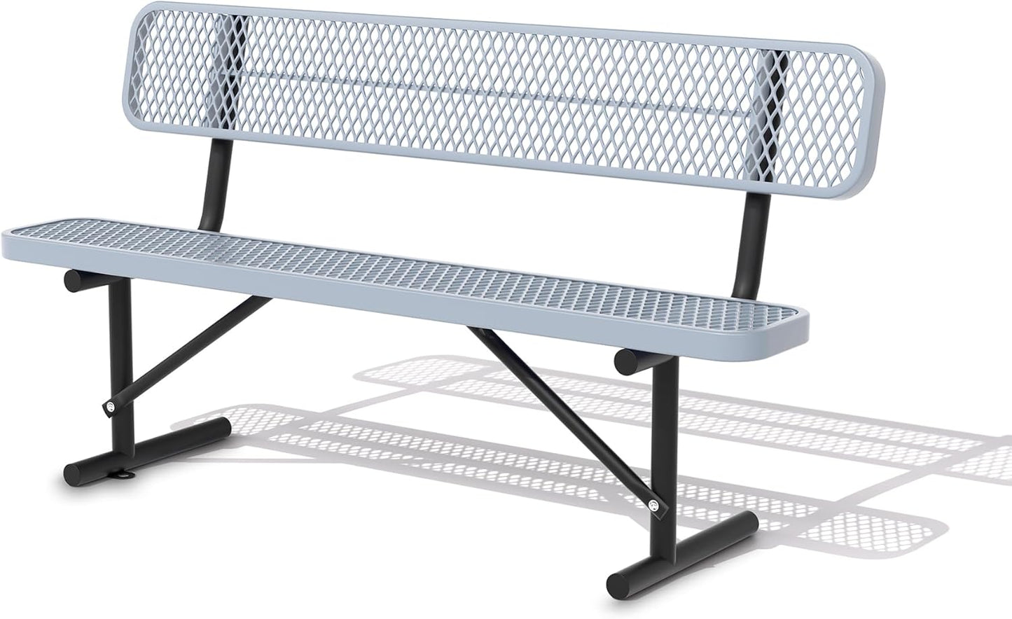 4/6/8 Feet Park Bench for Outside Heavy Duty Metal, Garden Benches Outdoor Bench with Backrest & Portable Frame, for Shopping Malls Stores Parks Patios Decks, Grey