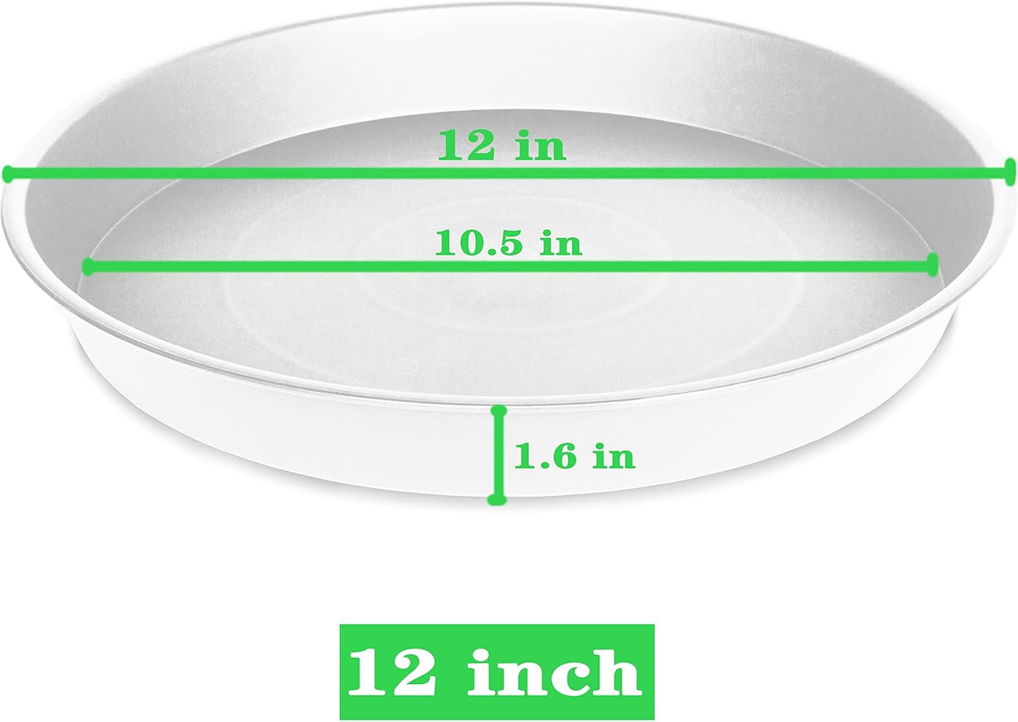 6 Pack of 12 inch Plant Saucer, Heavy Duty Plastic Plant Saucer 12" Round, Plant Tray for Pots, Flower Plant Saucers for Indoors, Plant Trays for Planter 11"/12" (12 inch, Creamy White)