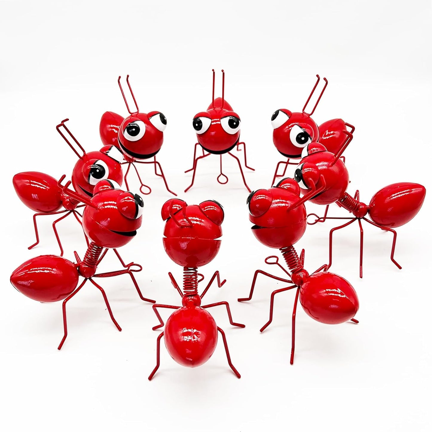 Metal Yard Art Garden Decor for Outside Cute Ants Yard Decorations Outdoor Lawn Ornaments Backyard Gifts for Mom - Set of 8（All Red）