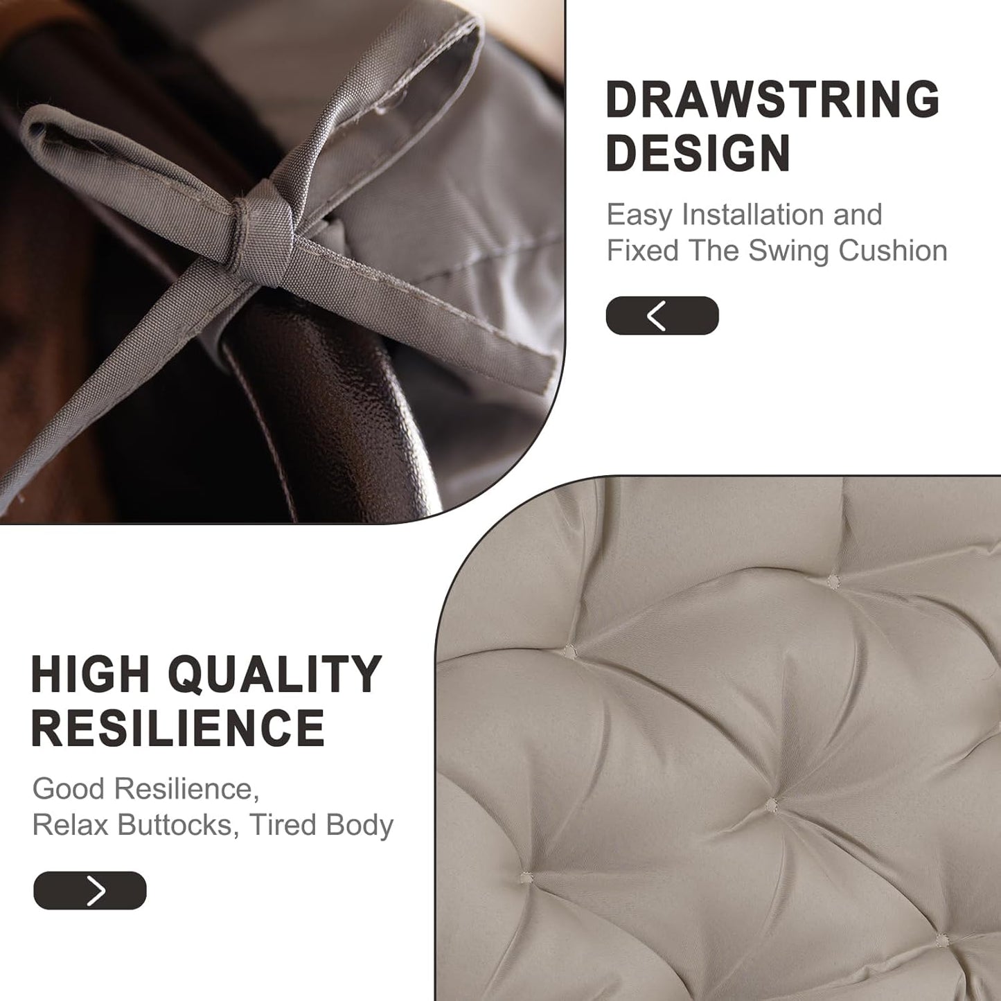 Outdoor Swing Cushions,Waterproof Swing Cushions 3 Seater Replacement with Backrest,Outdoor Thickened Bench Cushion with Ties for Porch,Patio,Backyard,Garden and Lawn (Khaki 60 * 40 in)