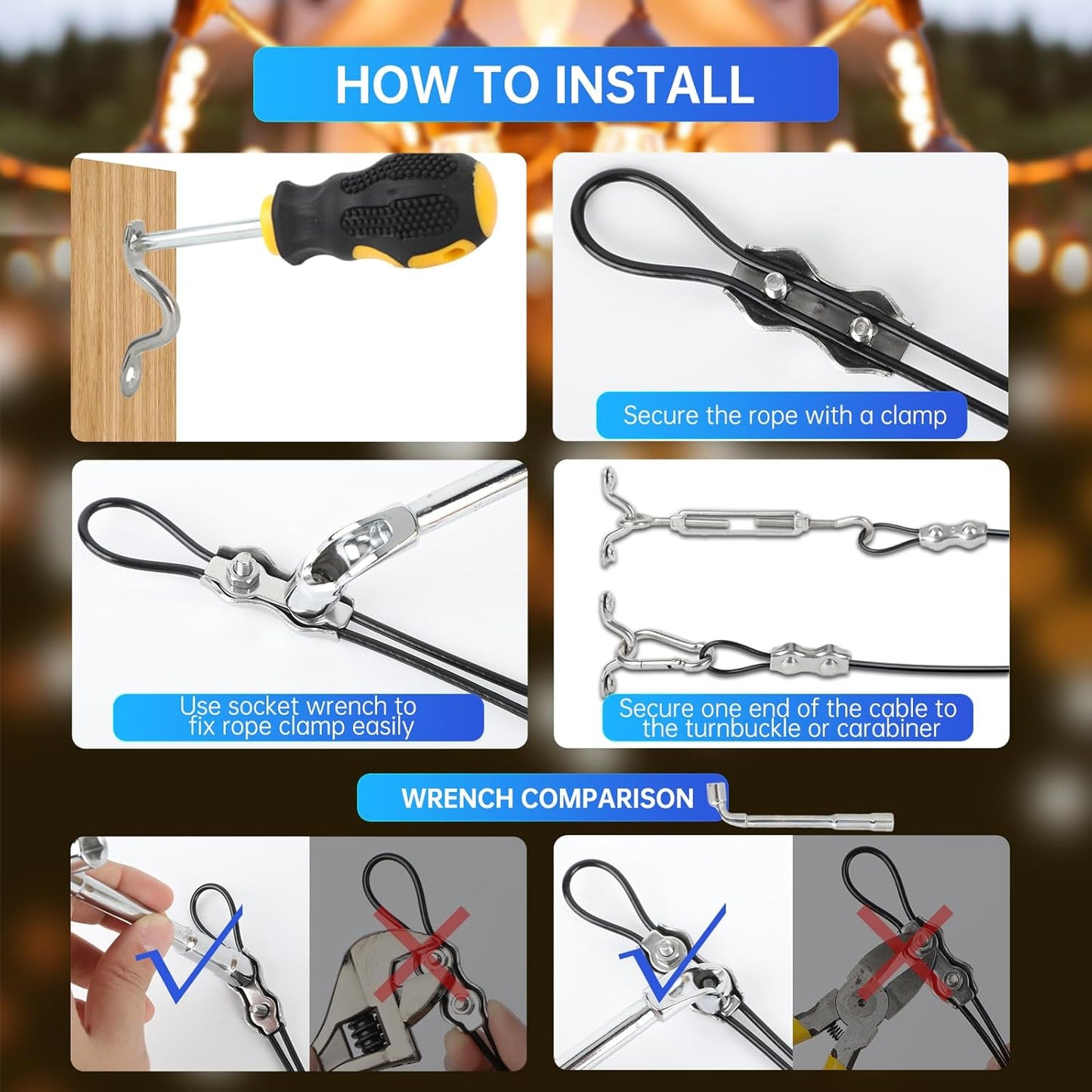 246FT Black Vinyl Coated 304 Stainless Steel Wire Rope Cable Kit – Heavy Duty Outdoor String Light Hanging Guide Wire with M5 Turnbuckle for Patio, Garden, Christmas Lights