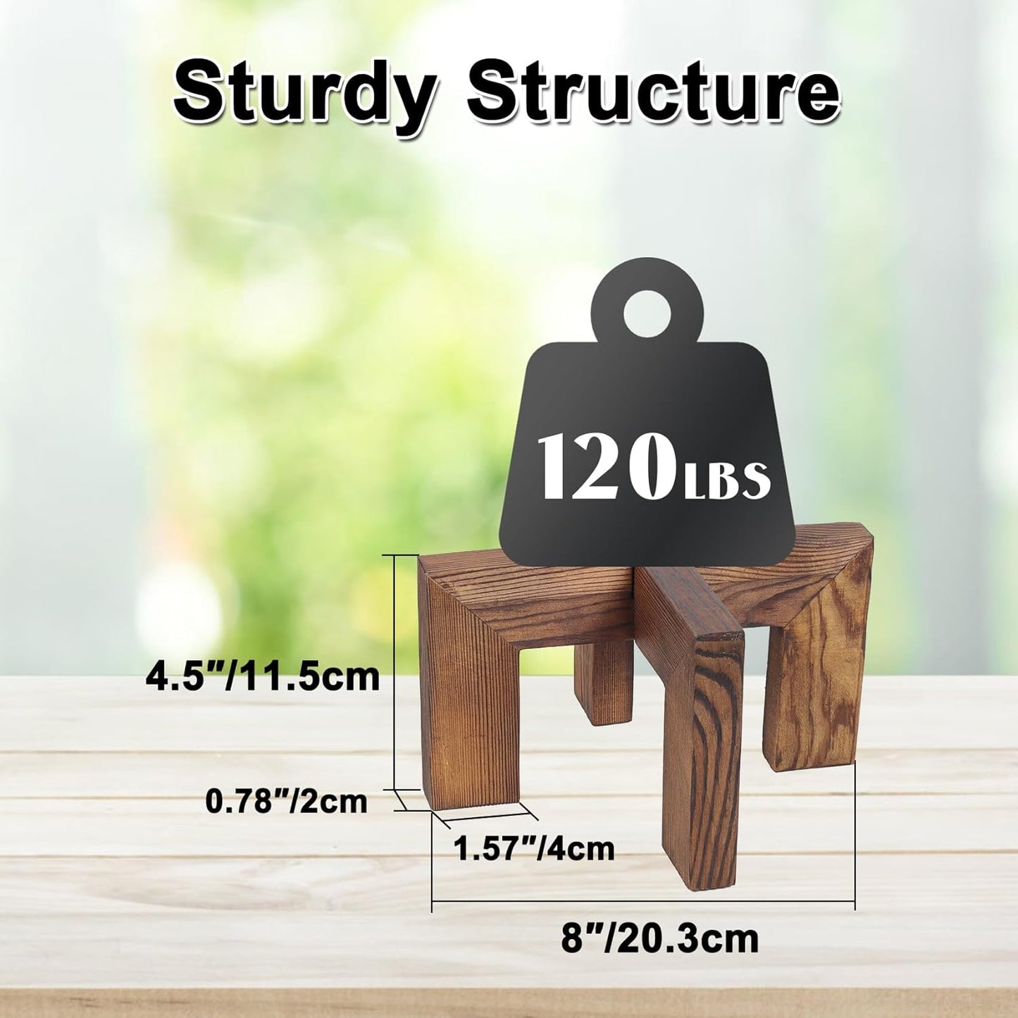 Plant Stand, Indoor/Outdoor Wood Plant Holder, Single Flower Pot Stand, Sturdy Planter Stand (Walnut, Fit 5-9 Inch Pots)