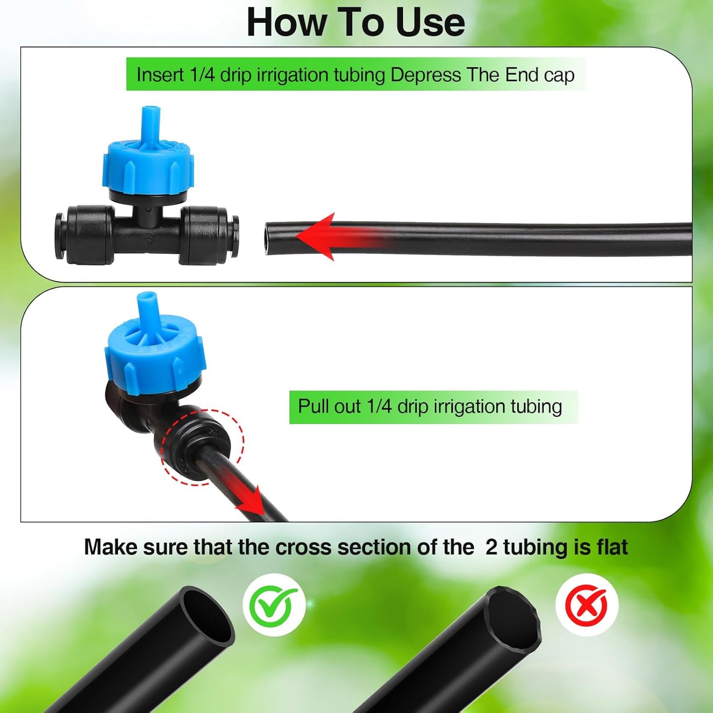 MXIC 24 Pack Push-to-Fit Drip Irrigation Emitters, Leak-Proof Pressure Compensating Drip Emitters, Constant Water Flow 1gph Drip Emitters for 1/4 Inch Tubing