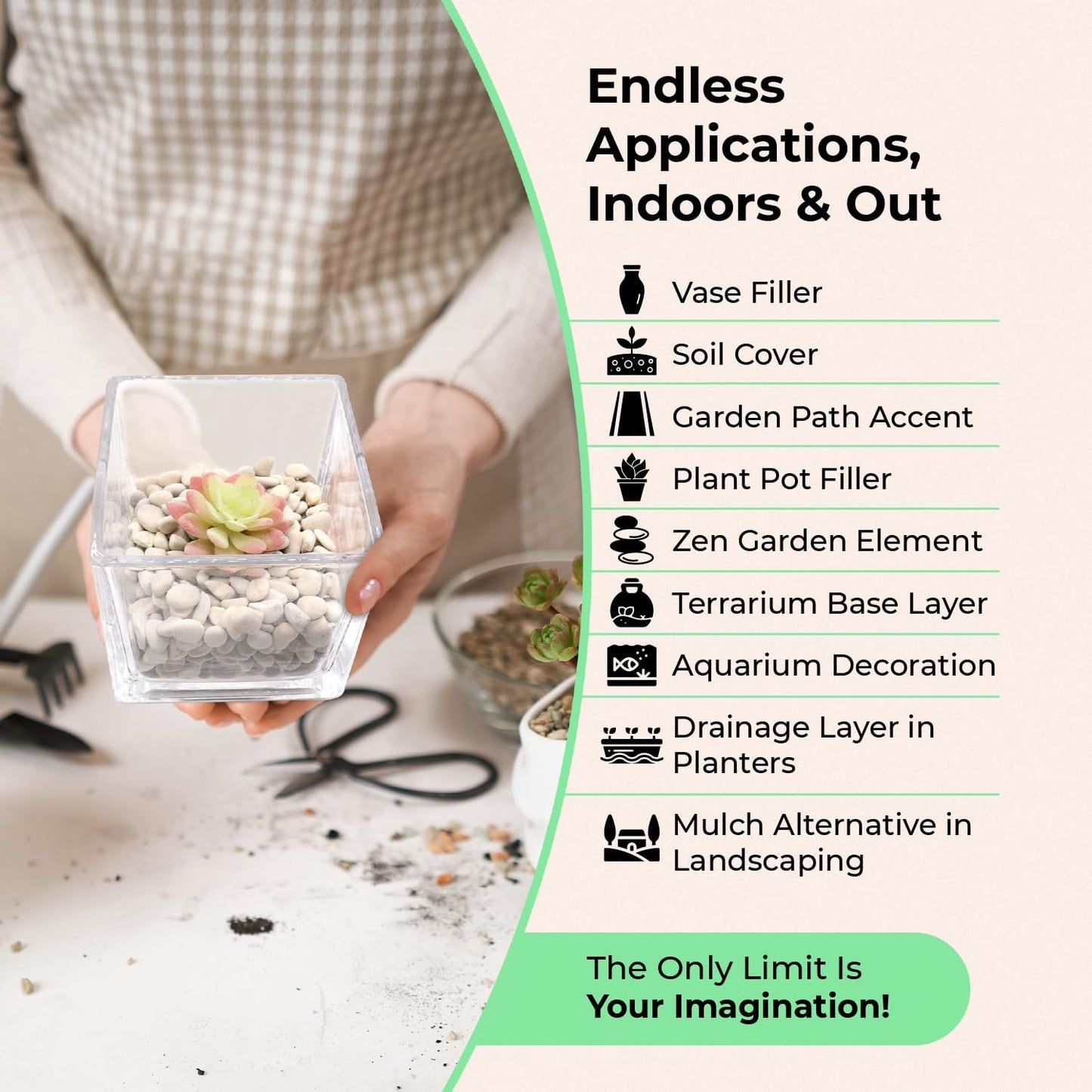 Rocks for Plants. Earth Color Decorative Pebbles. 1/5 Inch – 10 lbs for Garden, Vase fillers, Crafting, Succulents, pots, Plants (Mini (0.2 Inch), Mixed Color - Earth Tones, 10)