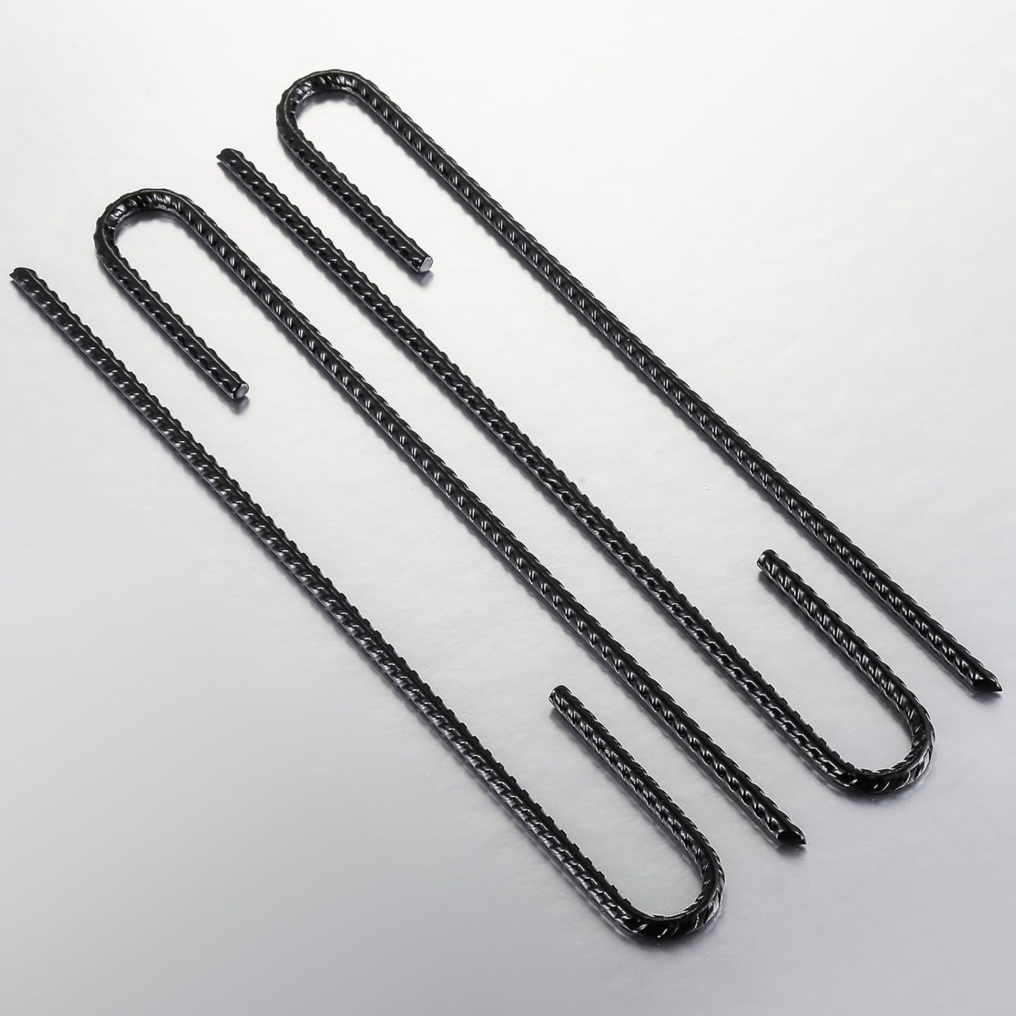 Rebar Stakes U/J Hook Extra Heavy Duty,(50pcs) 12 inch x 1/4 inch Rust Proof Coated Steel Ground Stakes Ground Anchors, Garden Stake Metal Stakes Tent Stakes Trampoline Anchors (J-Hook)