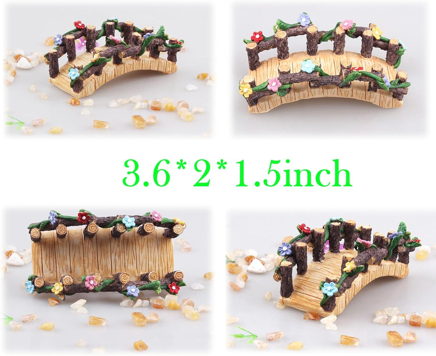 Kai Dream Fairy Garden Bridge,Miniature Resin Bridge Figurine,3.6 * 2 * 1.5 inches, Micro Landscape Tiny Decorative