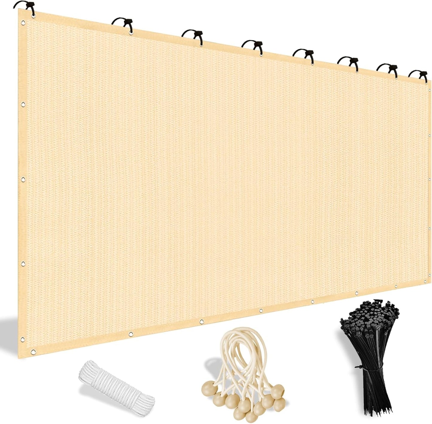 Shade&Beyond 90% Sun Shade Cloth with Grommets, 10' X 12' Pergola Shade Cover Canopy, Mesh Tarp Sun Screens for Patio, Outdoor, Garden, Backyard, Wheat