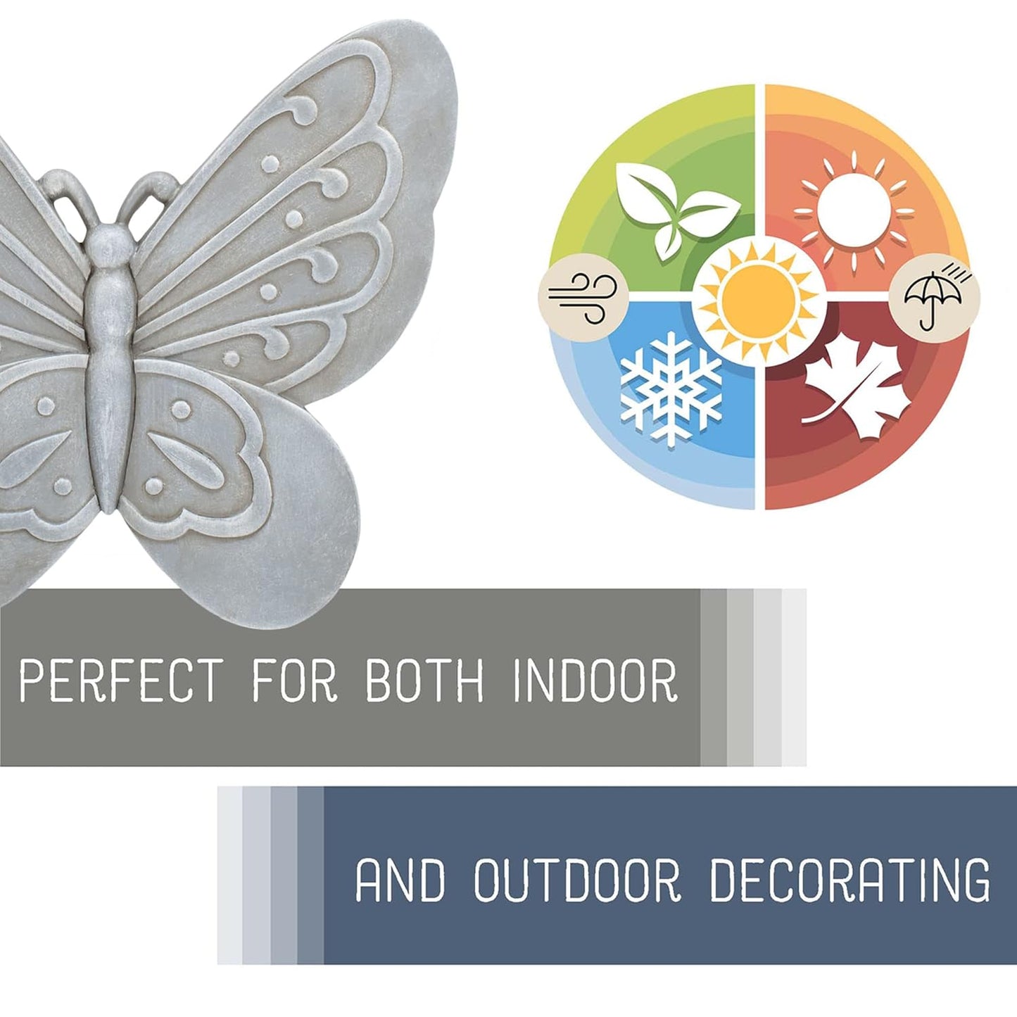 NAT & Jules Animal Character Shaped Dimensional Indoor Outdoor 11 inch Cast Resin Decorative Garden Stepping Stone, Patio, Walkway Sculpture Yard Art, Stone Grey Butterfly