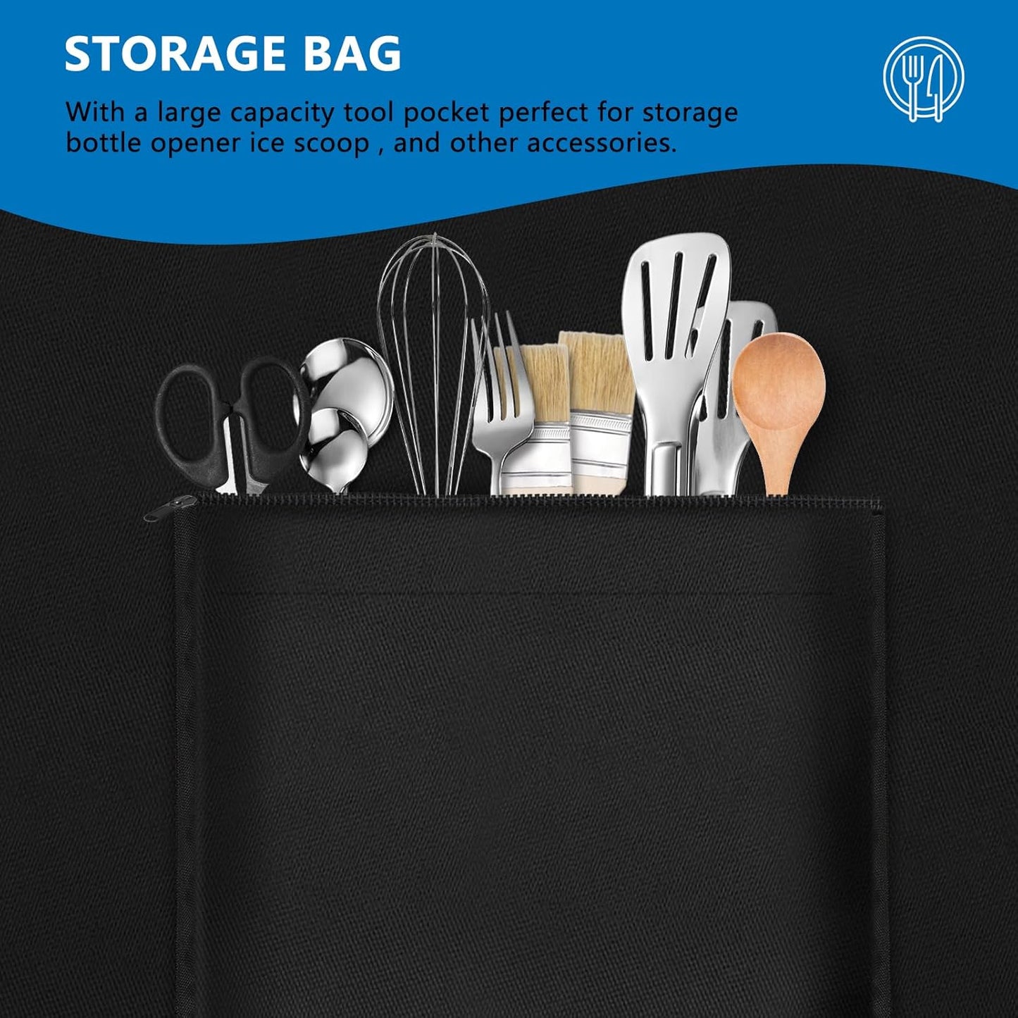 SIRUITON Outdoor Bar Cart Cover for 48 Inch BBQ Food Prep Table, Heavy Duty 600D Oxford Fabric Outdoor Dining Cart/BBQ/Worktable Metal Movable Table Waterproof Cover