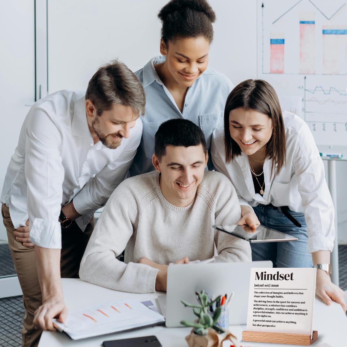 Inspirational Mindset Gifts for Coworker Friends, Motivational Mindset Gifts for Coworkers Colleague Team Student Friends, Self-improvement Reminder Positive Mindset Quotes Decor Ceramic Plaques