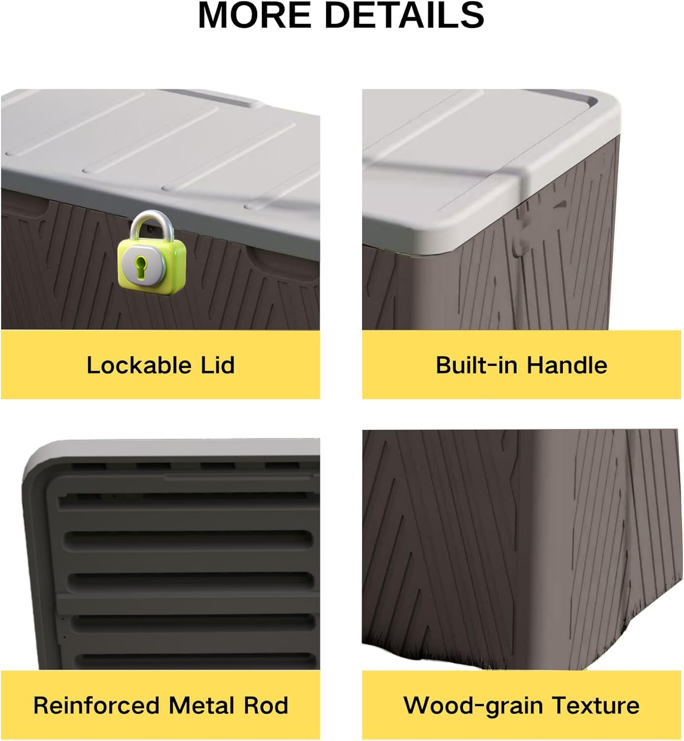 Kingdura 110 Gallon Outdoor Storage Box, Waterproof Resin Deck Box for Indoor and Outdoor Use, Lockable Storage Container for Patio Furniture Cushions Garden Tools (Coffee, 110 Gallon)