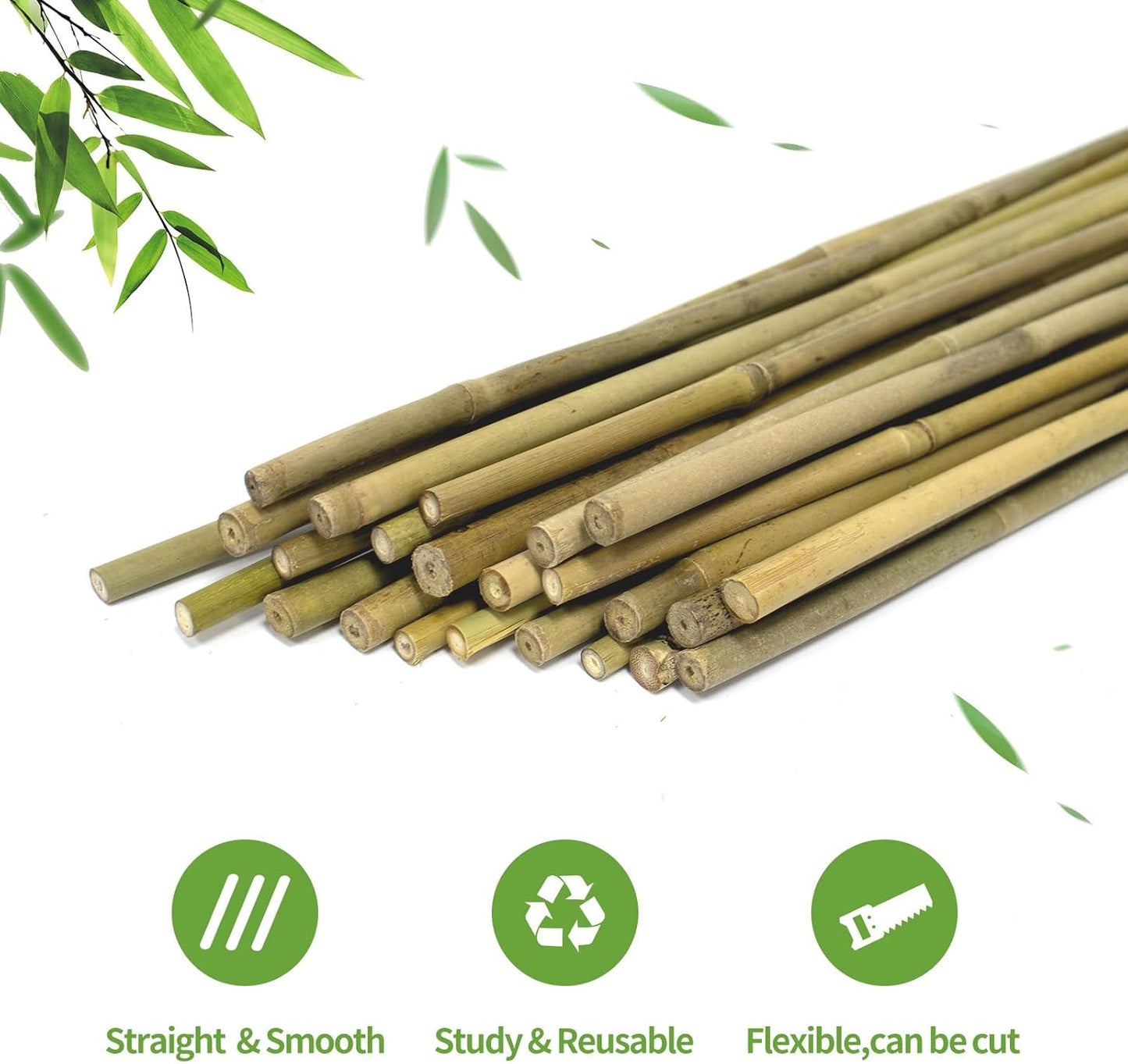 Plant Stakes, 4.8 FT Natural Bamboo Garden Stakes, 20Pcs Plant Stakes,Bamboo Sticks for Tomato,Beans,Vegetable and Climbing Plants