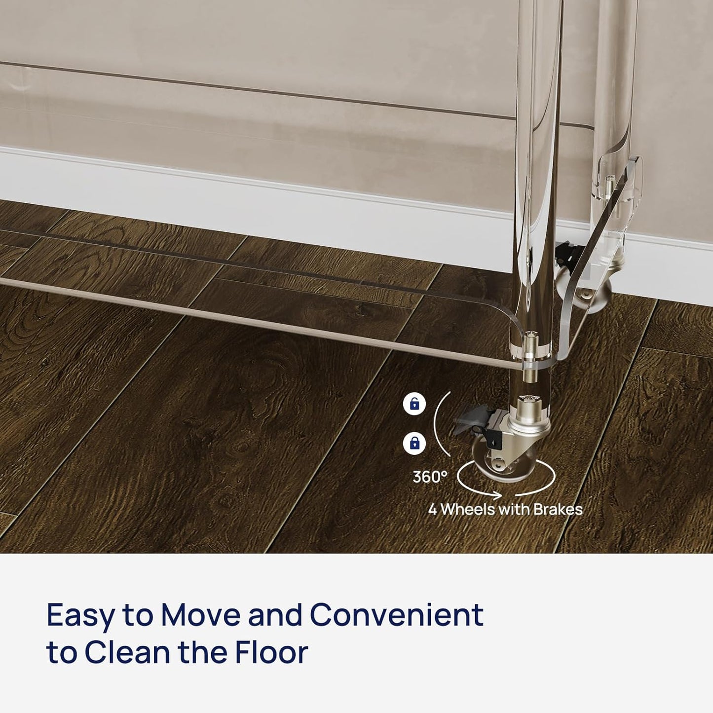 HMYHUM Acrylic Bar Cart with 4 Lockable Wheels, Clear Serving Cart with Wine Rack and Glass Holder, Rolling Beverage Cart for Home, Kitchen, Dinning Room, 33.7" L x 13" W x 34.8" H