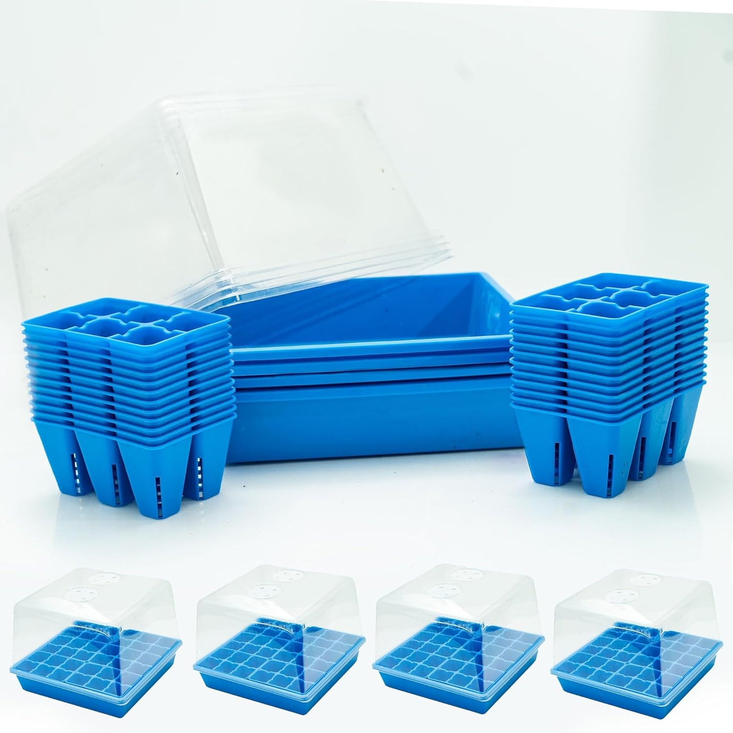 Bootstrap Farmer Countertop Seed Starter Kit in Blue, Reusable 1010 Tray Bundle with Inserts and Humidity Dome