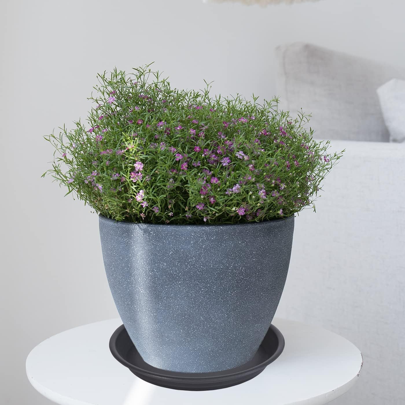 2 Pack Plant Saucer Drip Tray 11 12 inch, Pot Base for Plants Indoor, Plastic Flower Planter Saucers and Drip Trays for Outdoors, Heavy Durable Plant Plate Water Catcher (12", Black)