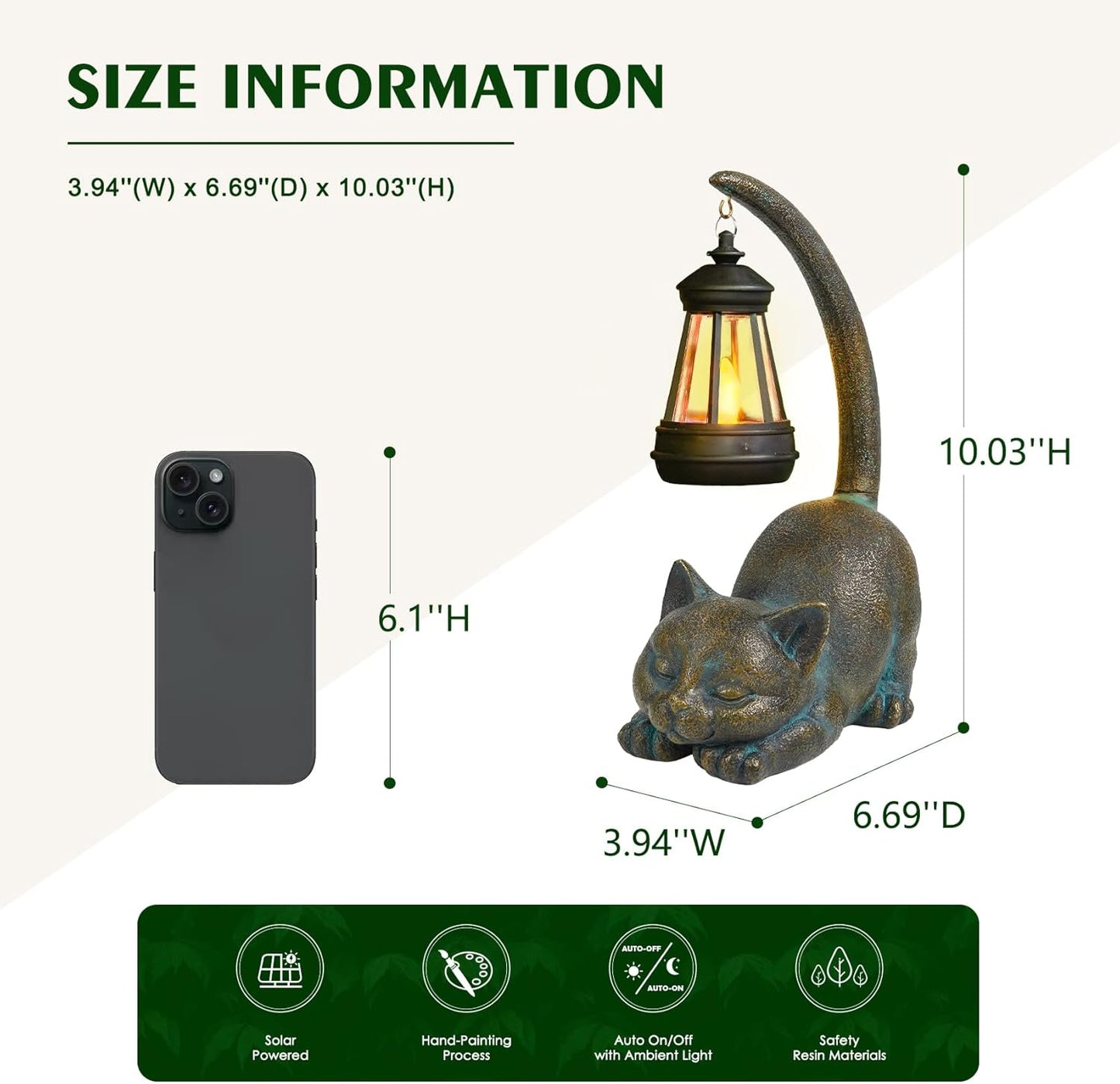 MININOVA Solar Garden Statues Cat Figurine with Solar Light Outdoor Decorations for Patio Yard Lawn Ornament Outdoor Housewarming Birthday Gift for Mom Grandma Friends