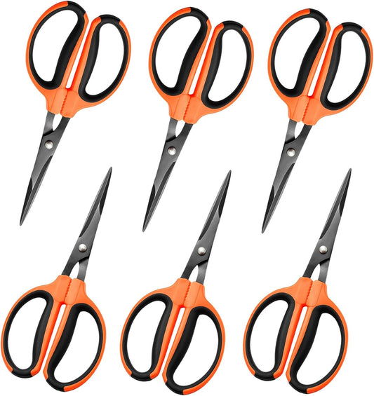 GROWNEER 6 Packs Trimming Scissors Teflon Coated Non Stick Blades Pruning Shears Gardening Hand Pruning Snips with Straight Stainless Steel Precision Blade