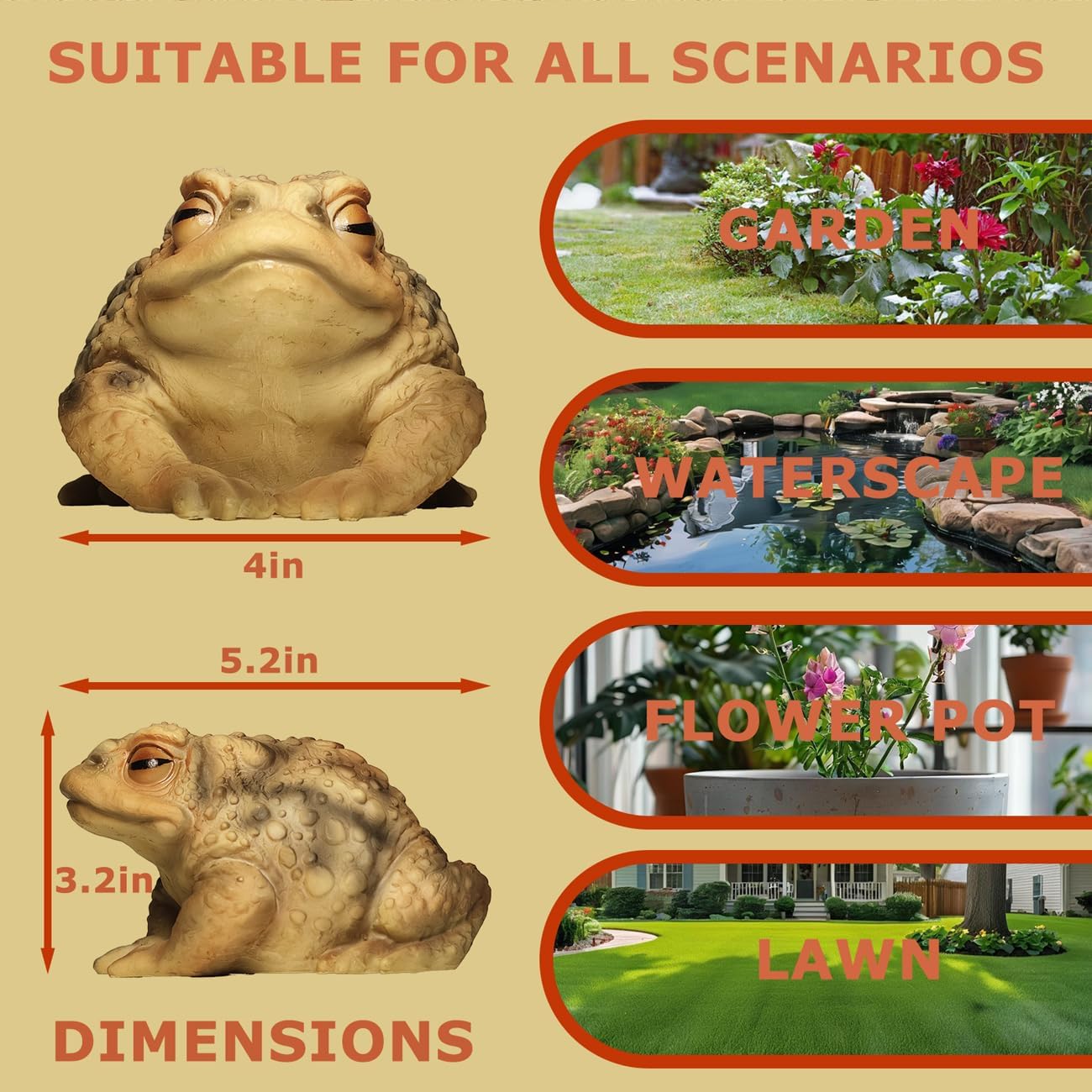 Sunthus Frog Toad Sculptures Garden Statues Yard Art Resin Decorations Outdoor Garden Decor