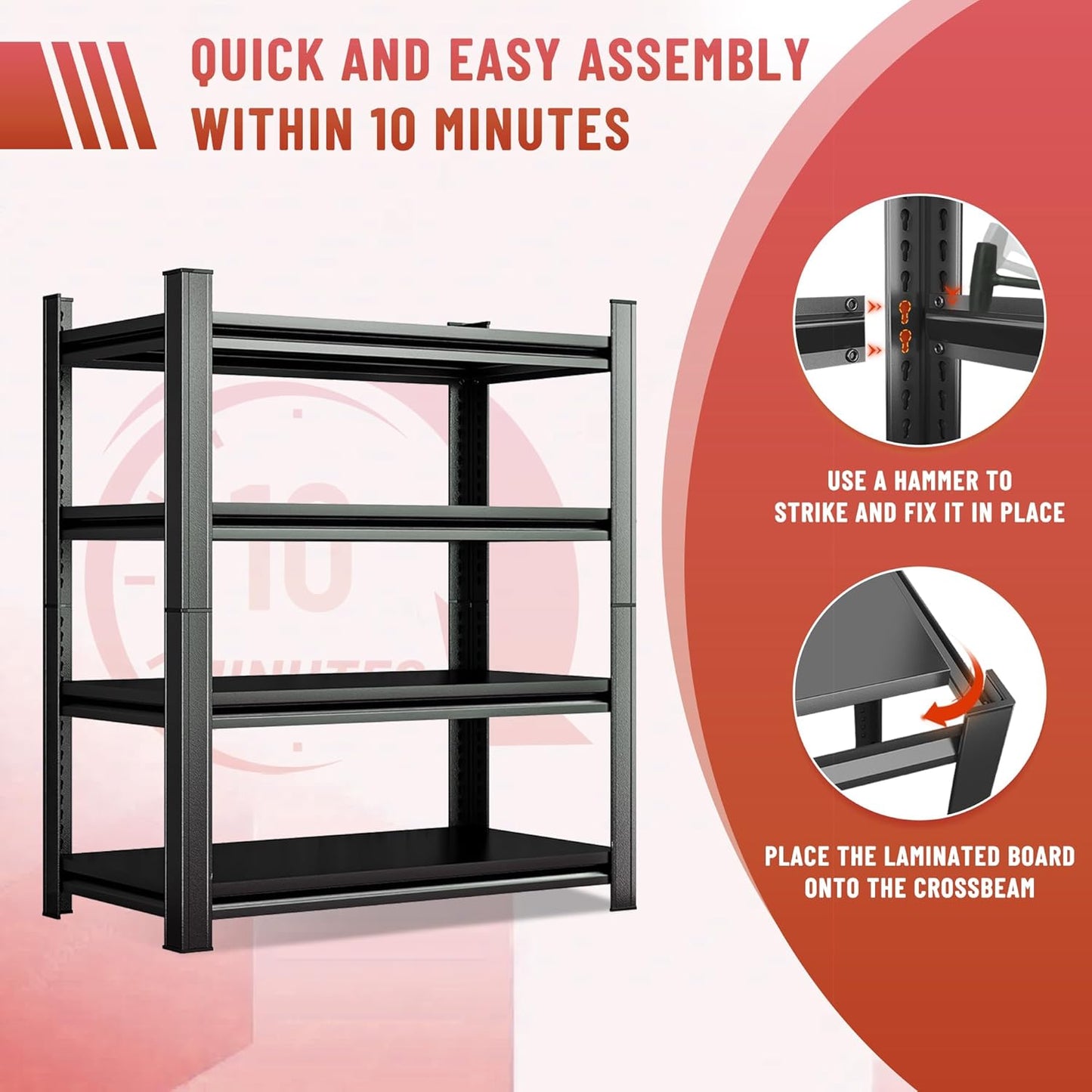 Heavy Duty 5-Tier Shelving Unit 2000LBS Capacity - Adjustable Steel Garage Shelves for Warehouse, Basement Storage(45.3''W x 15.7''D x 63" H)