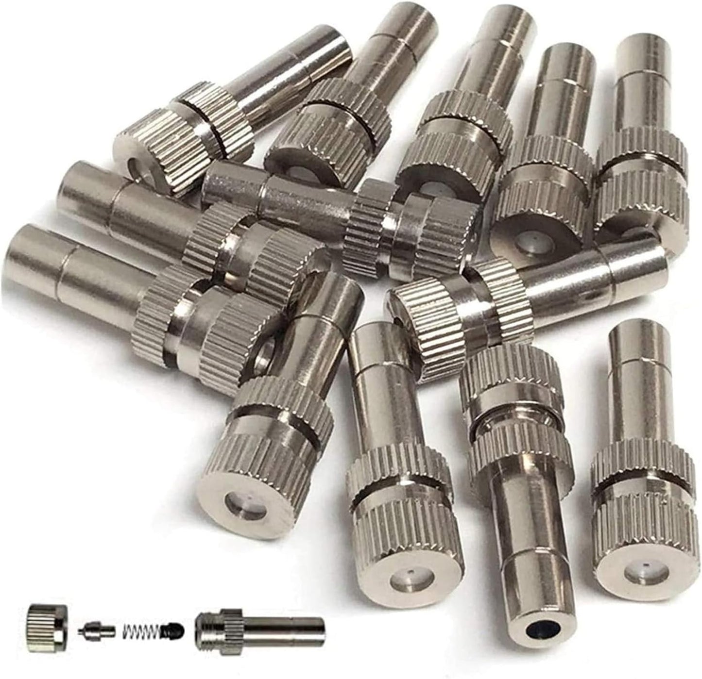 20pcs Brass Mister Nozzles, 6mm Misting Nozzles for Outdoor Cooling System, Landscaping, Air Humidification, Greenhouse Irrigation (without Filter, 0.016"/0.4mm Orifice)