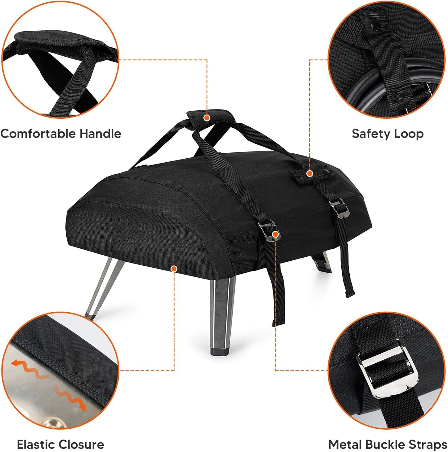 Onlyfire Pizza Oven Cover for Ooni Koda 12, Heavy Duty Waterproof Weather Resistant Dust-Proof Pizza Protective Carry Cover, Black