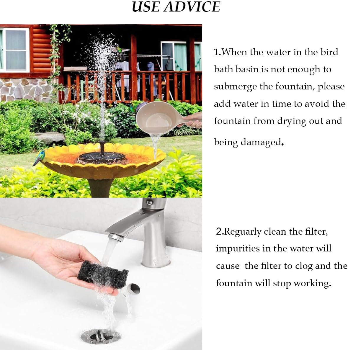 Solar Fountain Water Pump for Bird Bath, New Upgraded Mini Solar Powered Fountain Pump 1.5W Free Standing Solar Panel Kit Water Fountain for Garden, Pond, Pool, and Outdoor