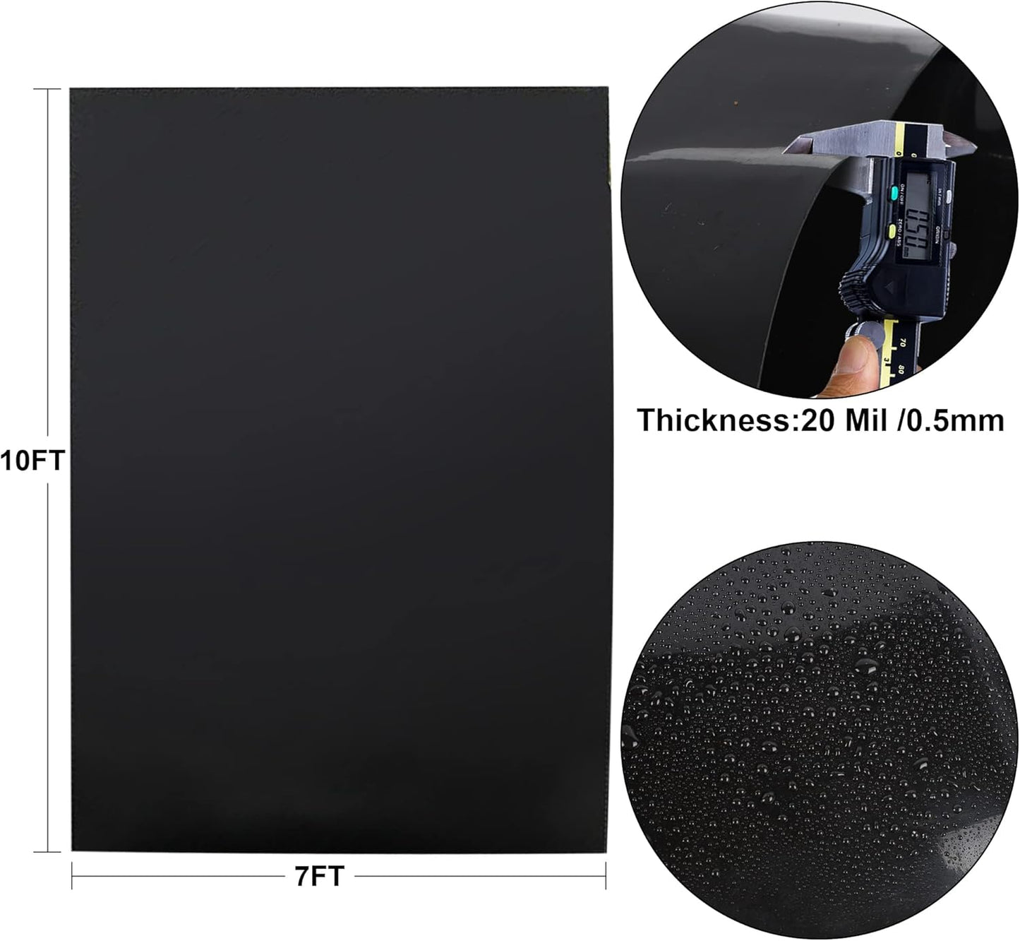 7 x 10 FT Pond Liner, 20 Mil Fish Pond HDPE Liner, Pond Liners for Outdoor Ponds, Koi Ponds, Garden Fountain, Waterfall