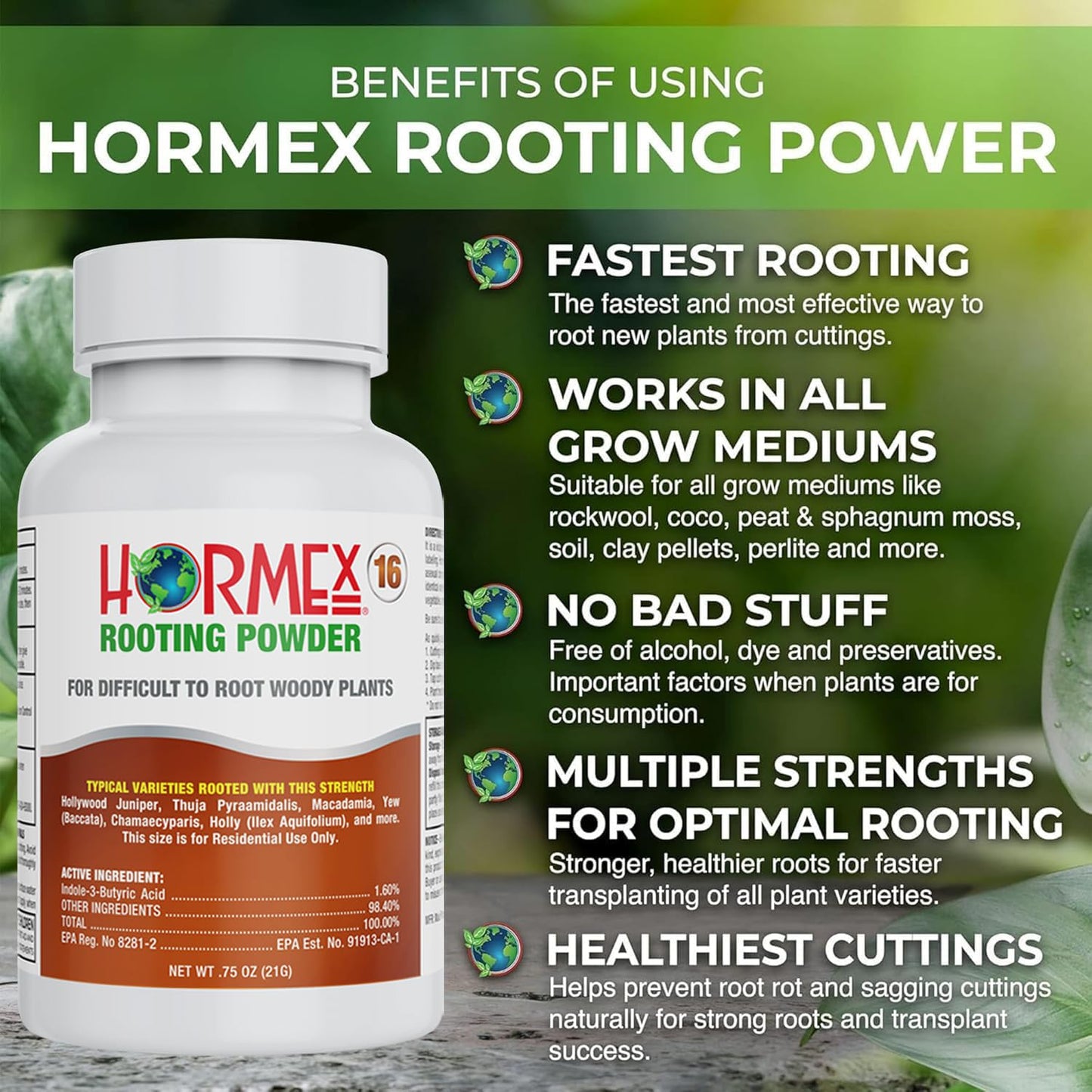 Hormex Rooting Powder #16 & Rooting Cubes Combo - Rooting Hormone for Hardwood Cuttings & Organic Peat Moss Coco Plugs - Fast, Healthy Root Growth for Propagation, Hydroponics, & Seed Starting