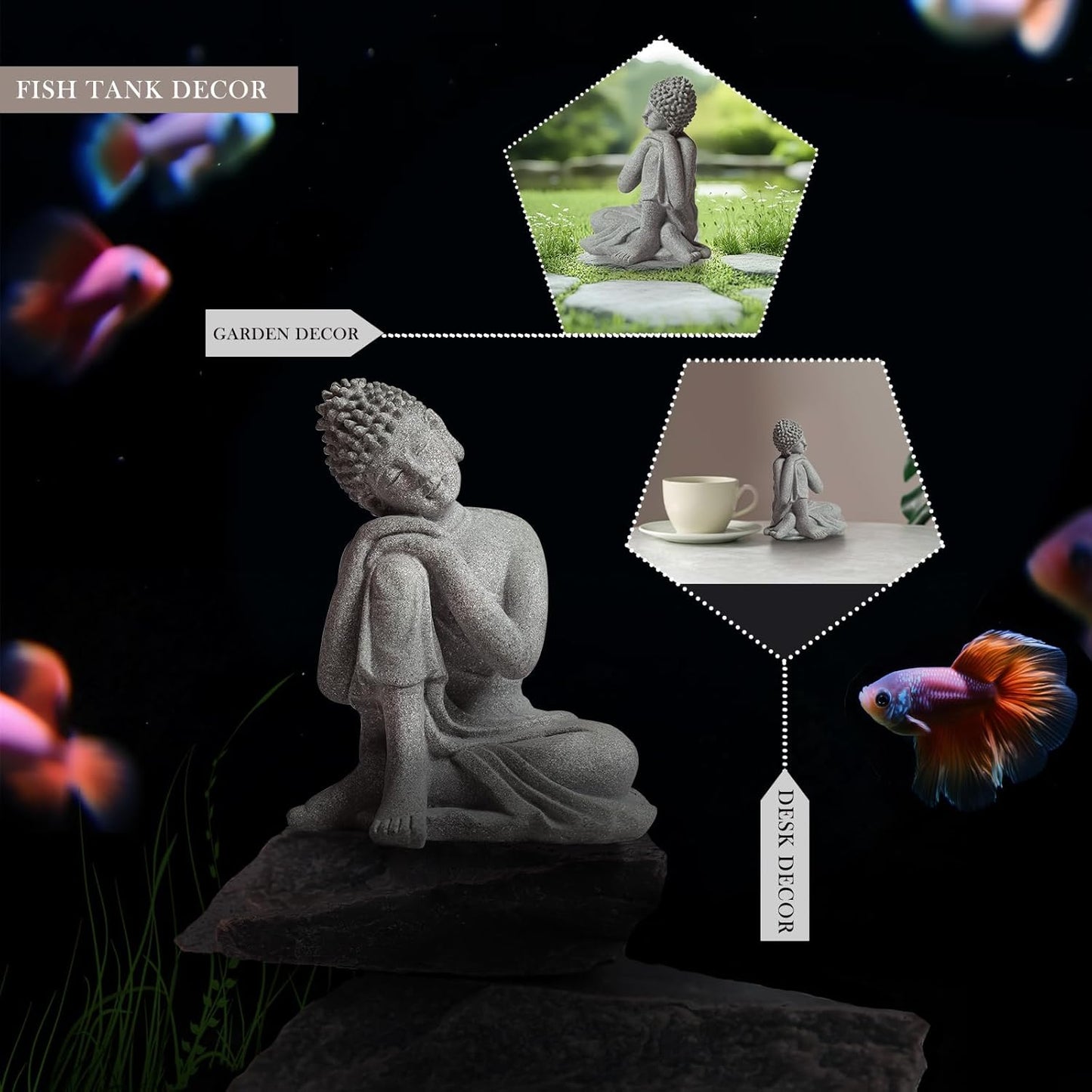 Little Buddha Statue for Home - Handmade Stone Meditation Sitting Buddha Figurine, Buddah, Buda, Budda, Baby Buddha Statue Indoor/Outdoor, Buddha Decor & Gifts, Buddhas, Buddha Sculpture