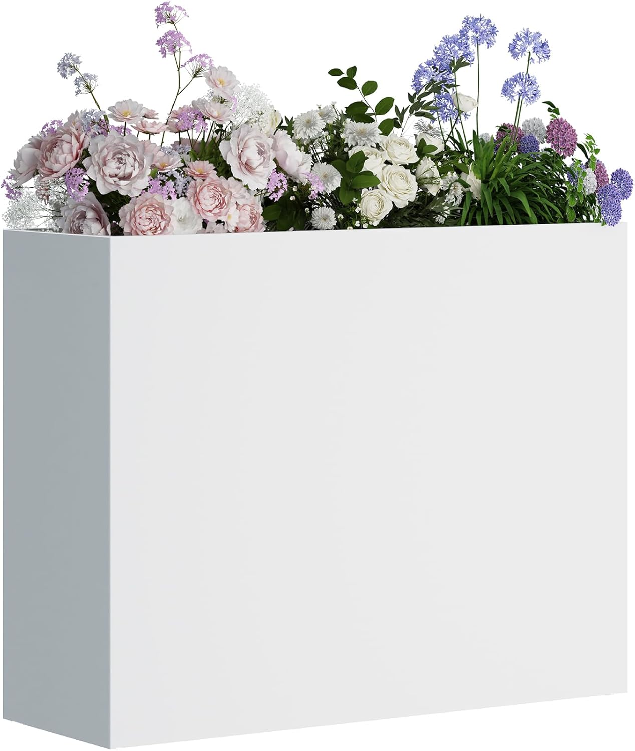 Tall Metal Planter for Outdoor Plants,38"Lx13"Wx30"H All-Weather Durable Plant Box,Large Rectangular Planter with Drainage Holes & Removable Shelf,Modern Decor for Tall Small Plants, Trees, Flowers