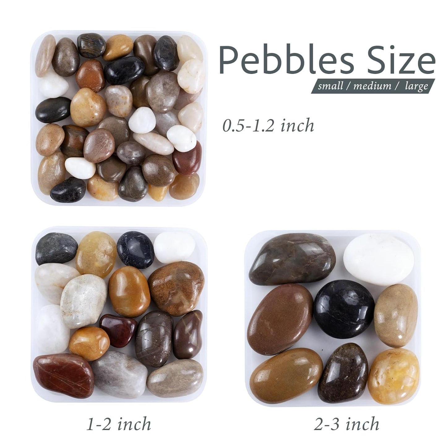Large Pebbles for Plants, 5lbs Colorful Pebbles 2-3 Inch Decorative River Rocks for Indoor Planters, High Polished Stones for Vase Filler Fish Tank Landscaping Garden