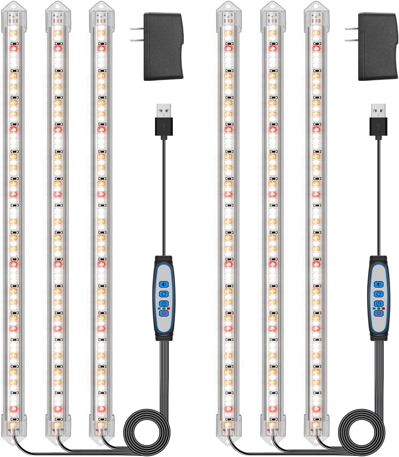 Grow Lights for Indoor Plants Full Spectrum, LED Grow Light Strips with 6/12/16H Timer, 3 Spectrum Modes, 5 Brightness Levels, 180 LEDs Sunlike Plant Lights for Indoor Growing (2 Pack)